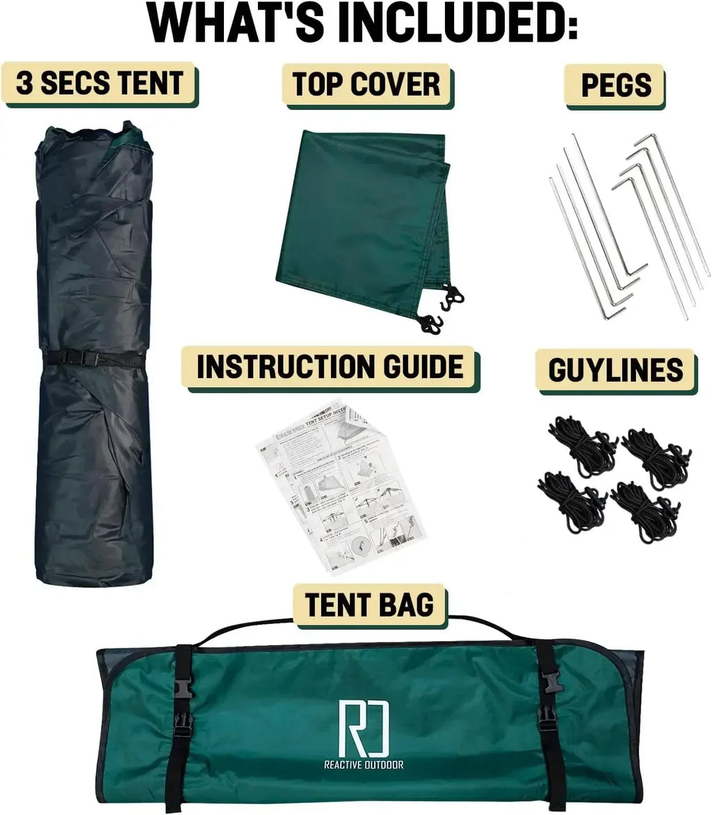 Second Tent - 3 Sec Instant Pop Up Easy and Quick Setup Camping  1 Person Setup Waterproof Double Layer