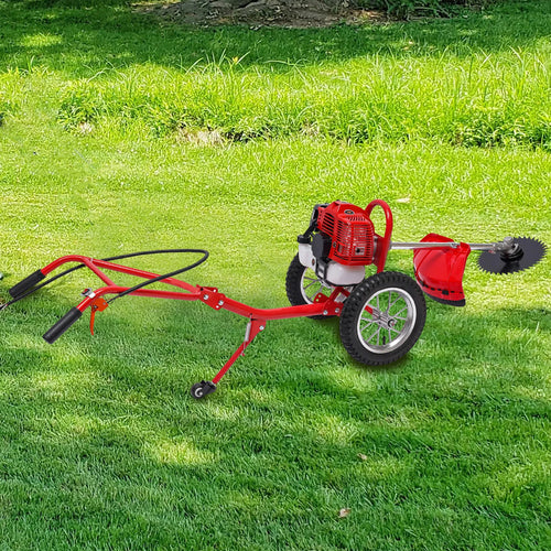 2-Stroke 49CC Gas Mower Grass Trimmer Brush Cutter Hand Push Weeding Machine Manual Weeding Machine+loosening Soil+mowing Grass