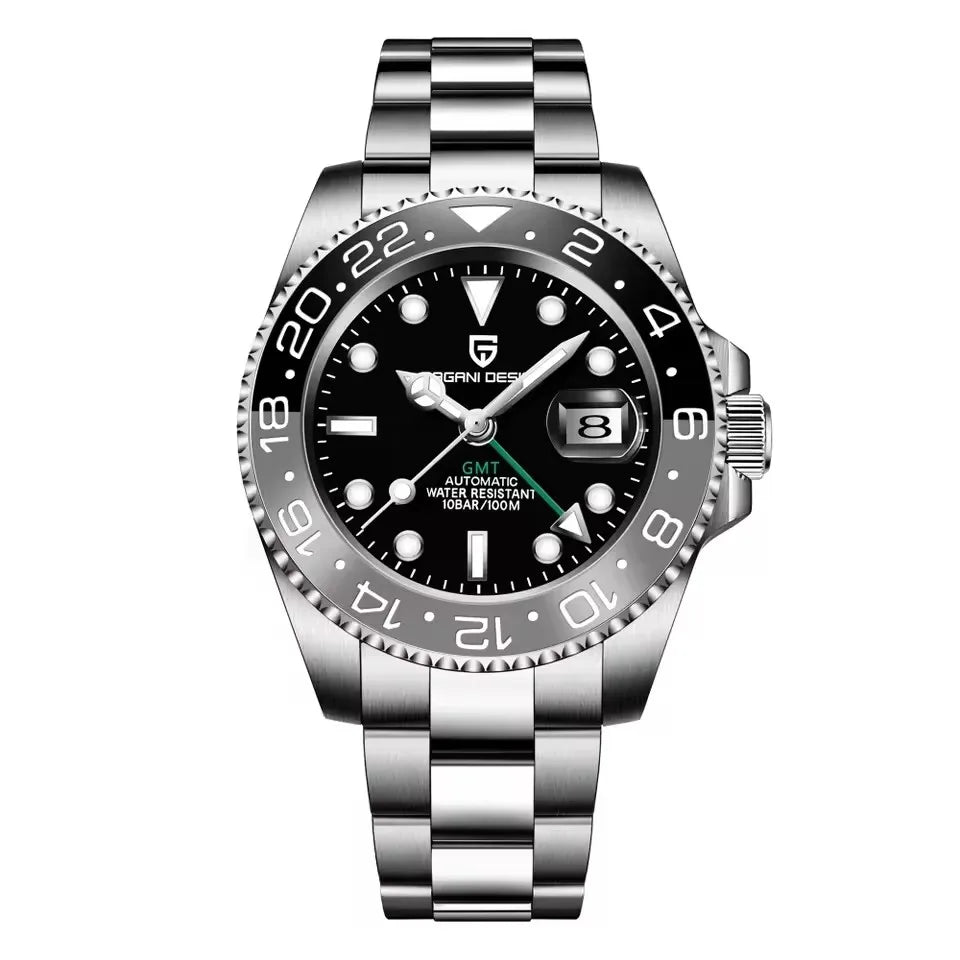 PAGANI DESIGN 40MM Automatic GMT Wristwatch Top Brand Sapphire Glass Stainless Steel Mechanical Sports Watches for Men PD-1662