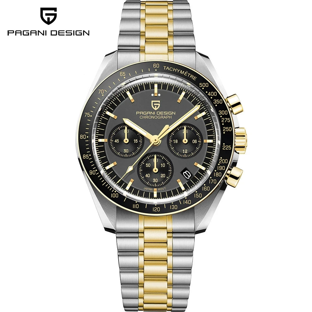 2026 New PAGANI DESIGN Moon Blue Men's Watches Luxury Quartz Watch For Men Chronograph AR Sapphire Waterproof VK63 Men Clock