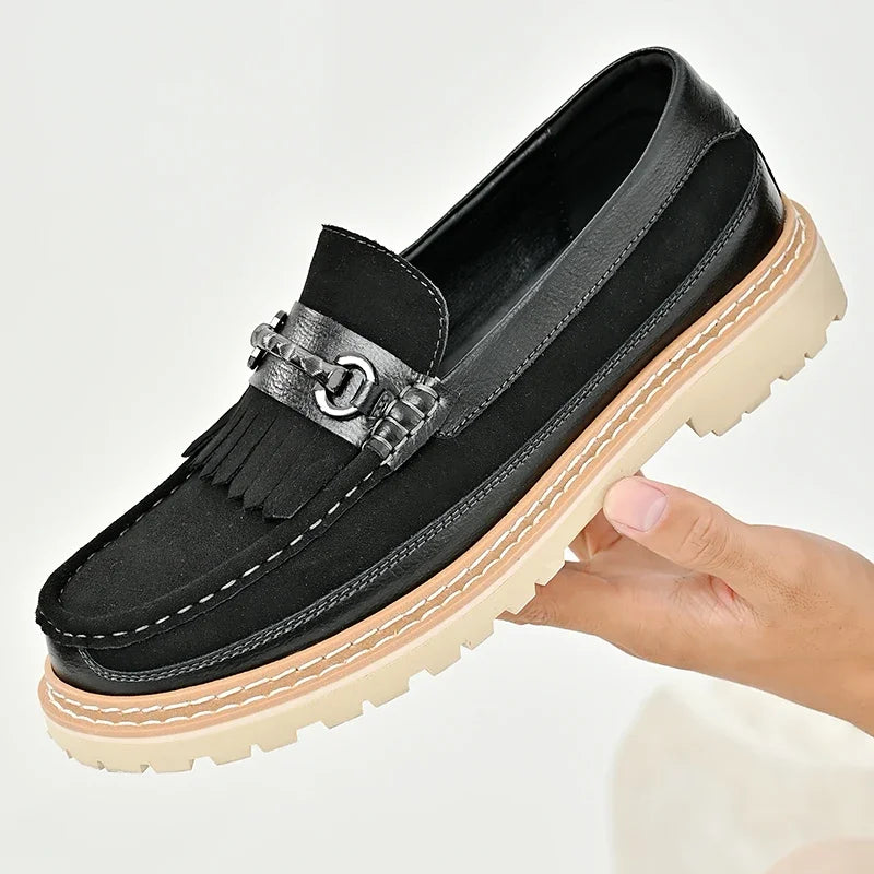 Men's Retro Brown Moccasins: Premium Classic Style, Versatile Formal Business & Banquet Footwear