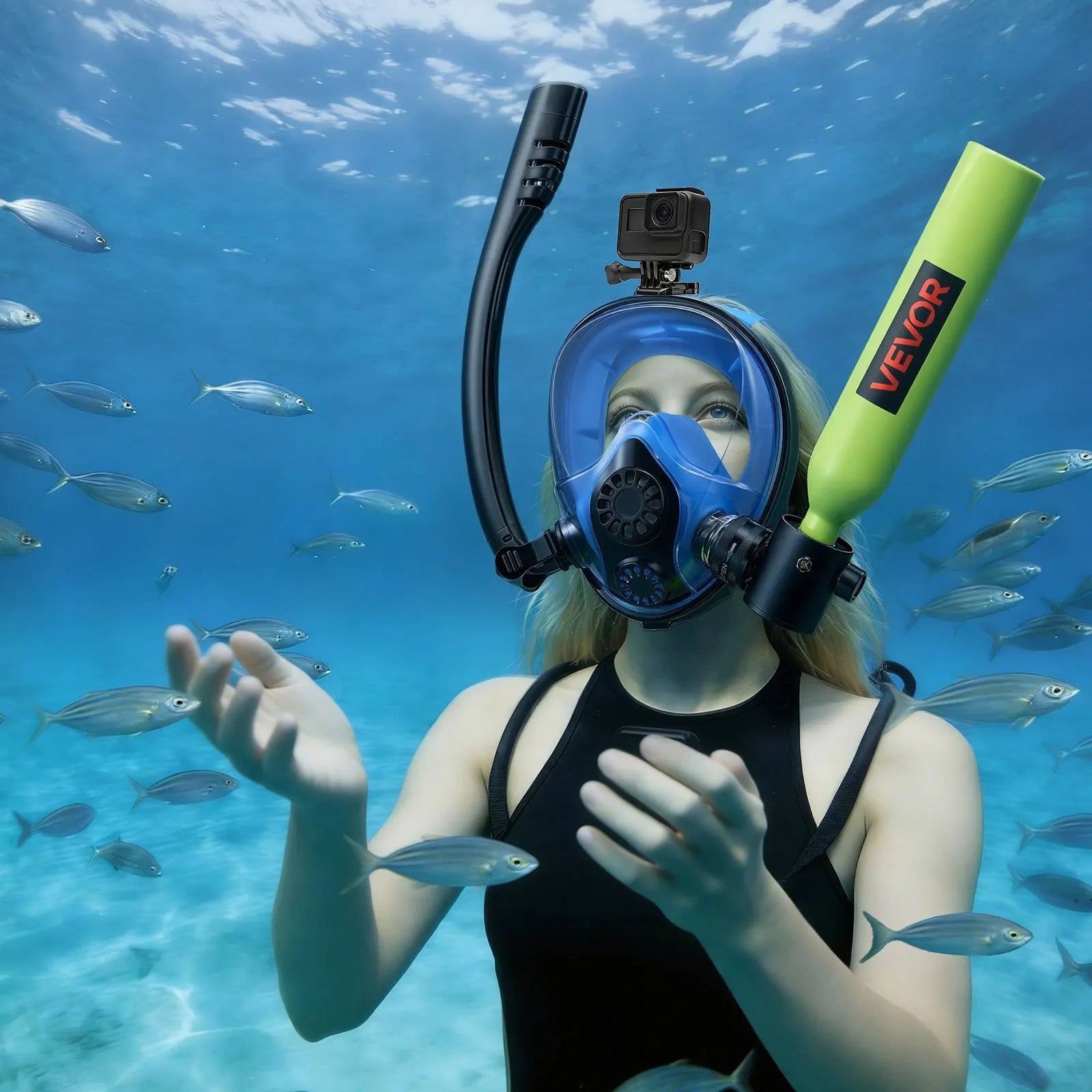 Mini Scuba Tank, 0.5L Portable Diving Tank for Underwater Breathing, Reusable Lung Diving Cylinder up to 10 Minutes Dive Time