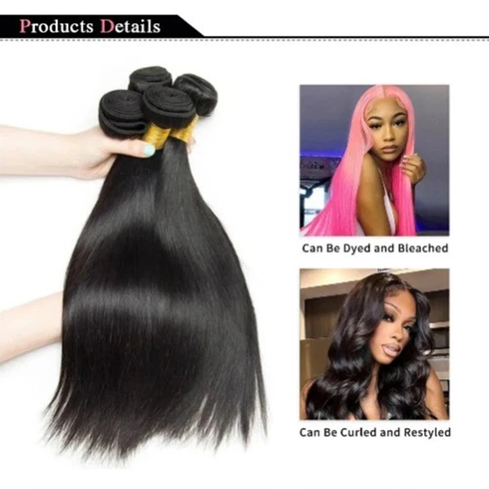 26Inch Human Hair Bundles 10A Brazilian Raw Hair Weave Bundles 30 38 40 Inch Straight Human Hair Bundles Hair Extensions