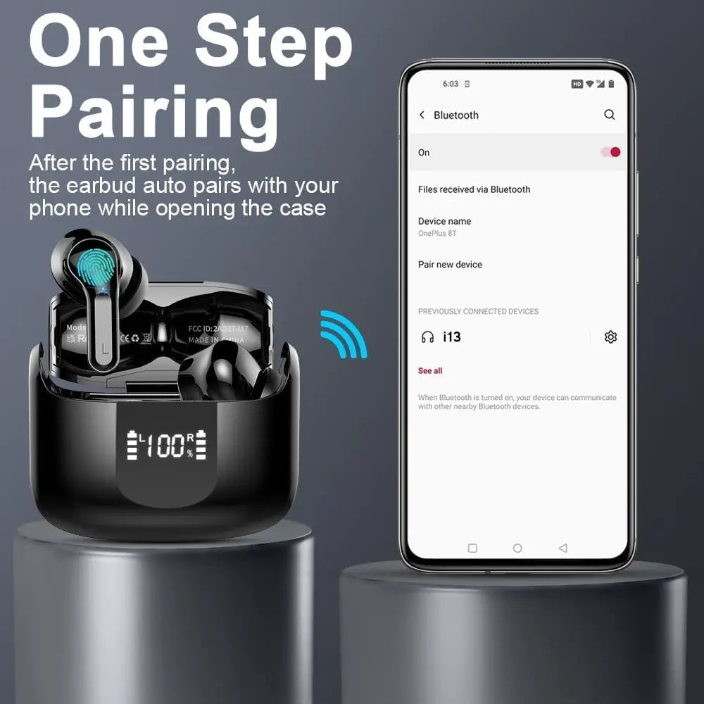 2026 Bluetooth 5.4 Wireless Earbuds with 40H Playback, ENC Noise Cancelling, IP7 Waterproof for Sports