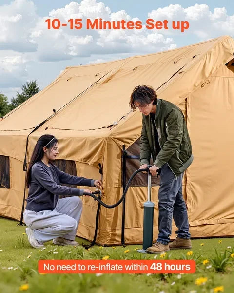 4 Season Inflatable Tent 8-12 Persons Luxury Family Camping Blow Up Tent Lightweight Easy Setup with Hand Pump