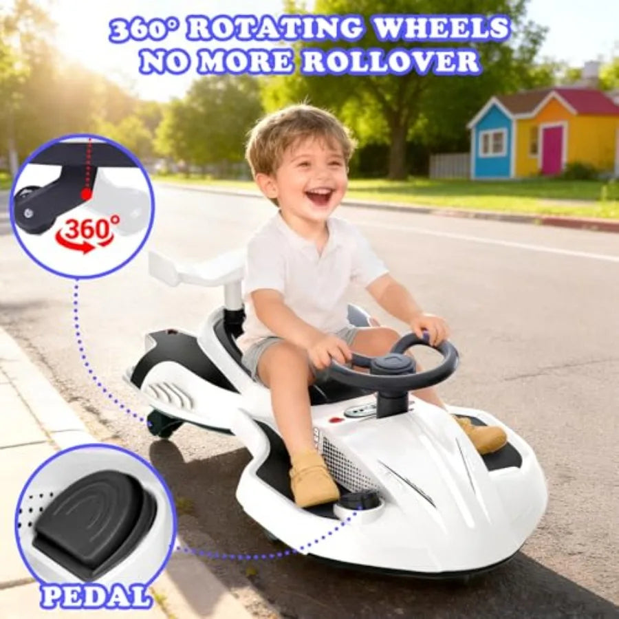 12V Electric Wiggle Car Ride On Toy Swing Car with Pedal for from Ages 3 and Up Birthday Gifts for Boys and Girls Anti-Rollover