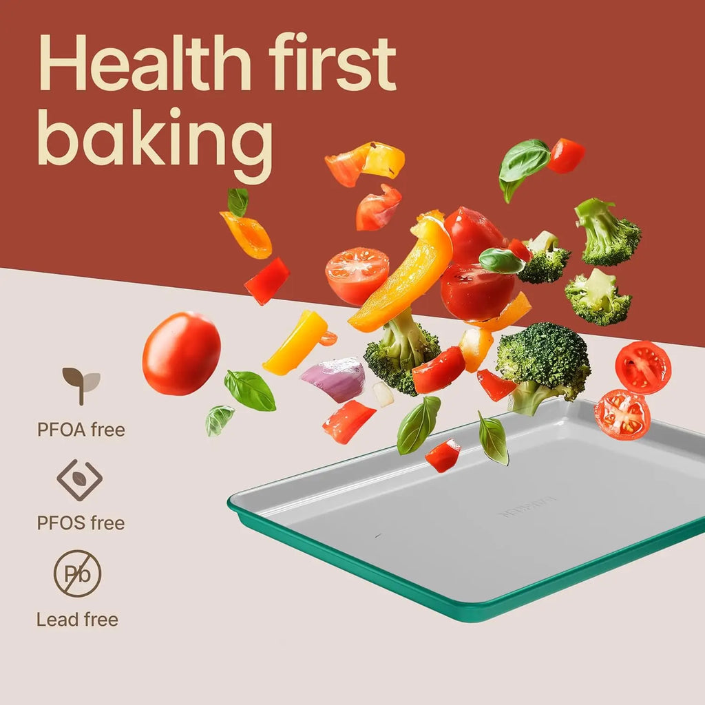 8-Piece  Set - Ceramic Non-Stick Coating, Baking Sheets, Assorted Baking Pans,