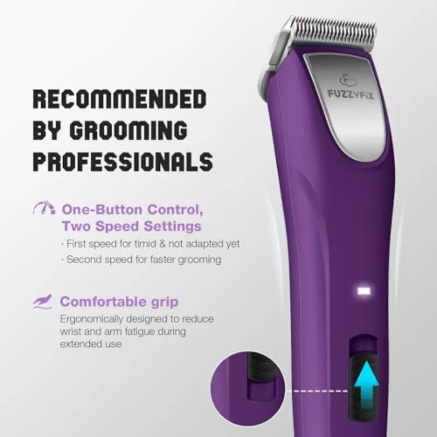 Professional Dog Clippers for Grooming - 2 Speed Pet Grooming Kit for Thick Curly Matted Coats - Low Noise Heavy Duty Cordless