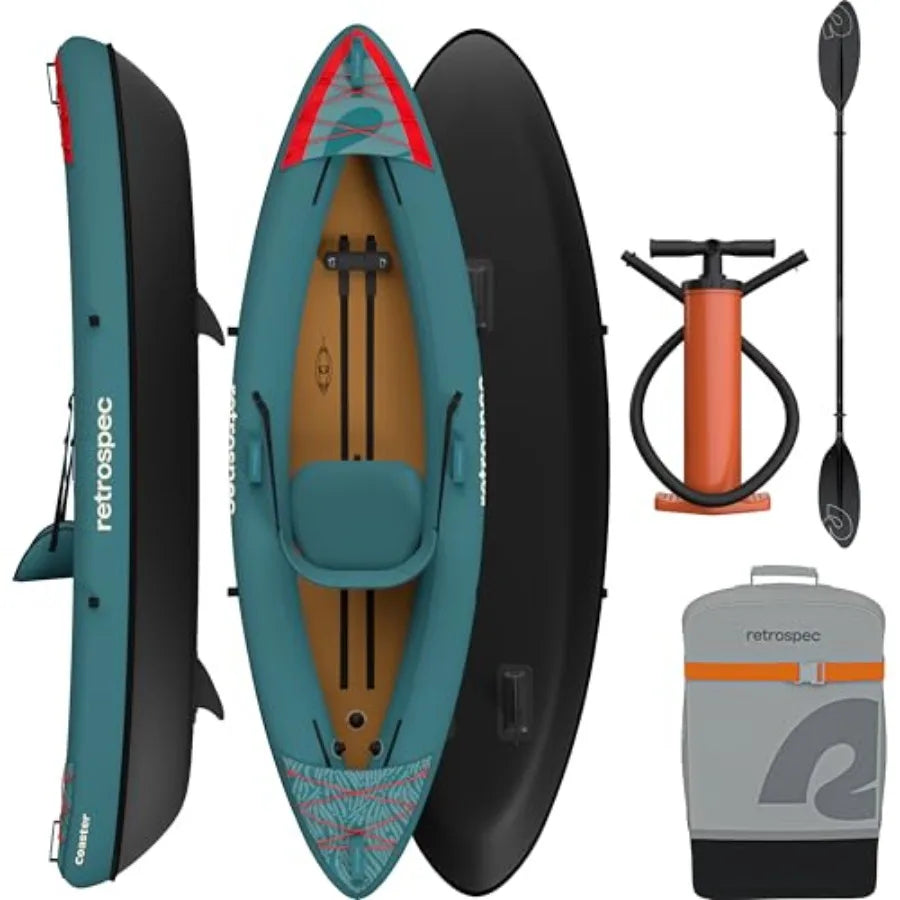 Inflatable Kayak for Adults Single Tandem 220 440lb Weight Ccity Lightweight with Paddle Pump Blue Red