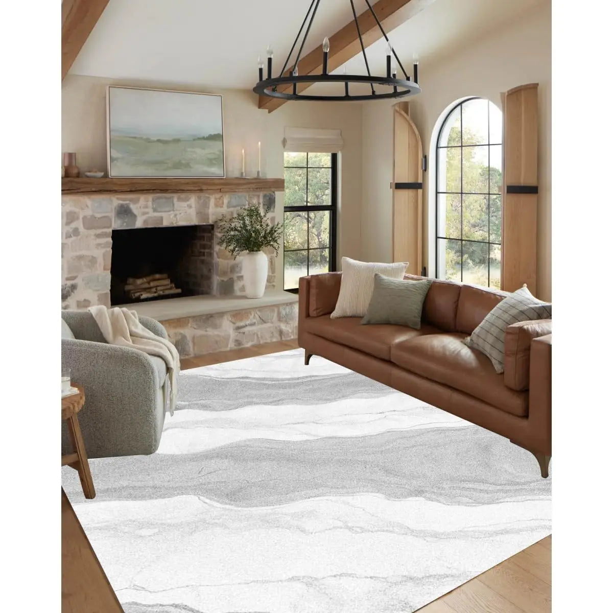 Abstract Marble Texture Area Rug Non Slip Washable Stain Resistant for Bedroom Living Room Office 6x9, Customized
