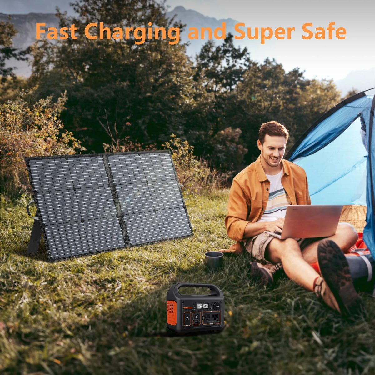 MHPOWOS Solar Charger 110W Portable Solar Panel, High 23.5% Efficiency, IP67 Water & Dustproof Design for Camping, RV Backyard