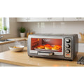 6 Slice Convection Toaster Oven with Roll Top Door Bake Broil Toast Auto Shutoff Silver