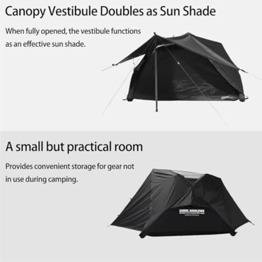 Inflatable Canvas Tent with TPU Skylight and Mesh Windows 30 Sec Quick Setup 4 Season Glamping Tent for Camping Adult 2 Person