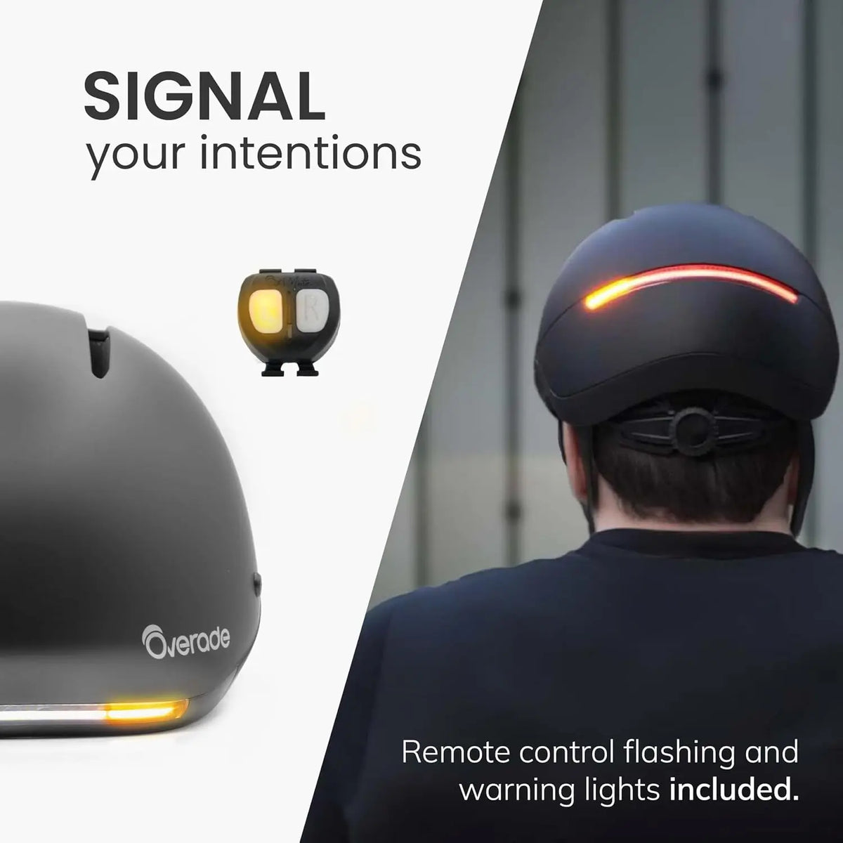 Universal Bike & Scooter Helmet with Front/Rear Lights and Remote Flashing Control, One Size Fits All