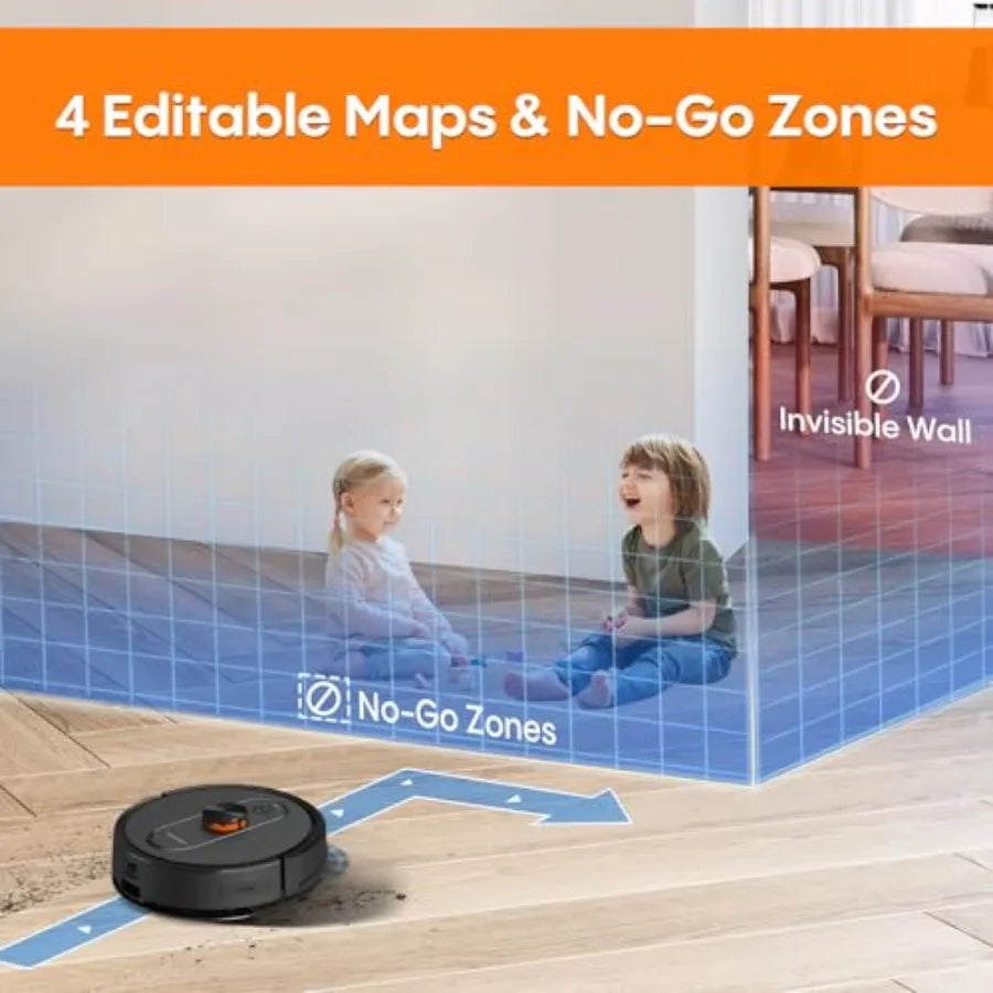Robot Vacuum and Mop with Self-Emptying 5000Pa Robotic Vacuum with Mapping LiDAR Navigation 90-Day Hands-Free Cleaning Wi-Fi Ap