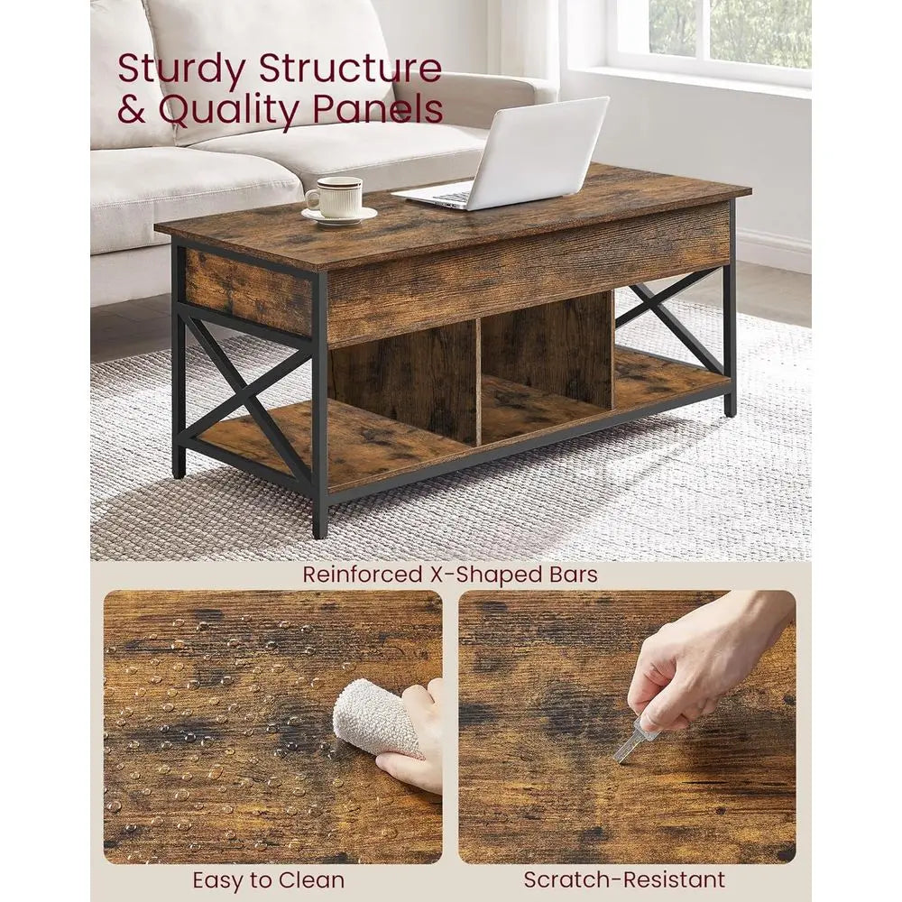 Lit Top Coee Table, Lit Coee Table with Storage Shel, Hidden Comparents and Liting Top, or Living Room, Oice, 19.7 x 47.2 x (19.