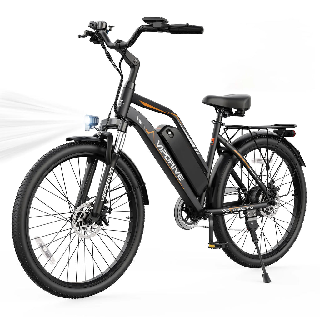 VIPDRIVE Urbanite 1.2 Adult Electric Bike, 750W Peak Power, 48V 7.8Ah Battery, 26-inch Tire, UL 2849 Certified, 1 Year Warranty
