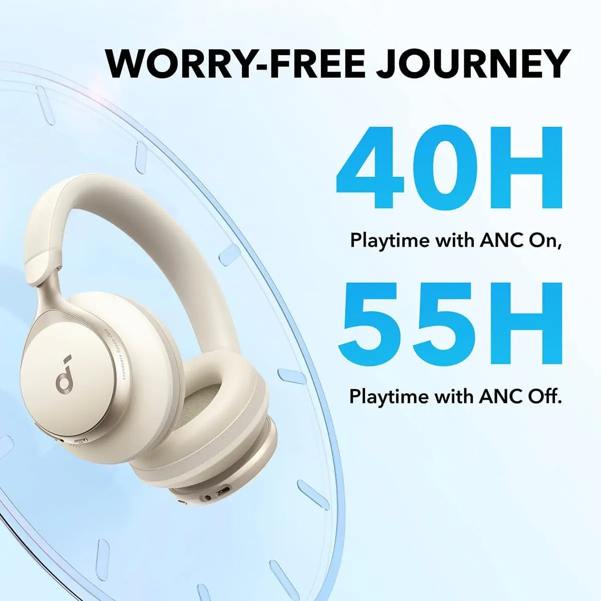 Space One Active Noise Cancelling Headphones: 40H ANC Playtime, App Control, LDAC Hi-Res Audio, Bluetooth 5.3