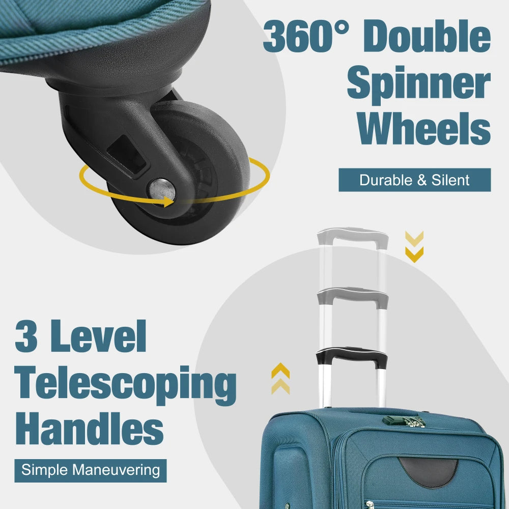 Softside Expandable 3 Piece Luggage Set 22/26/30 Inch Duffel Bag Upright Spinner Wheels Lightweight Softshell Travel Luggage Set
