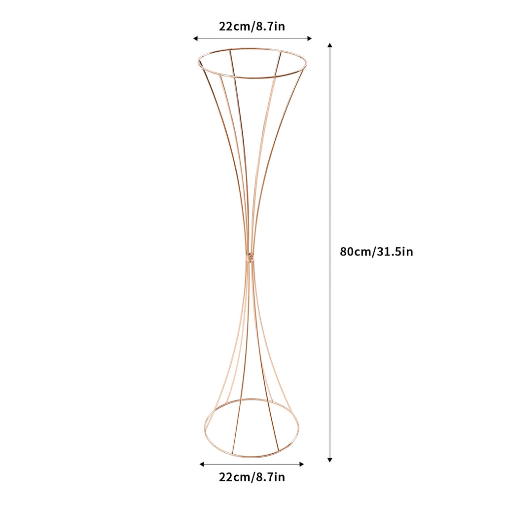 NEW 10Pcs Gold Trumpet Shape Vases 80cm Stackable Metal Flower Stand DIY Flower Arrangement Decor for Wedding Party Event
