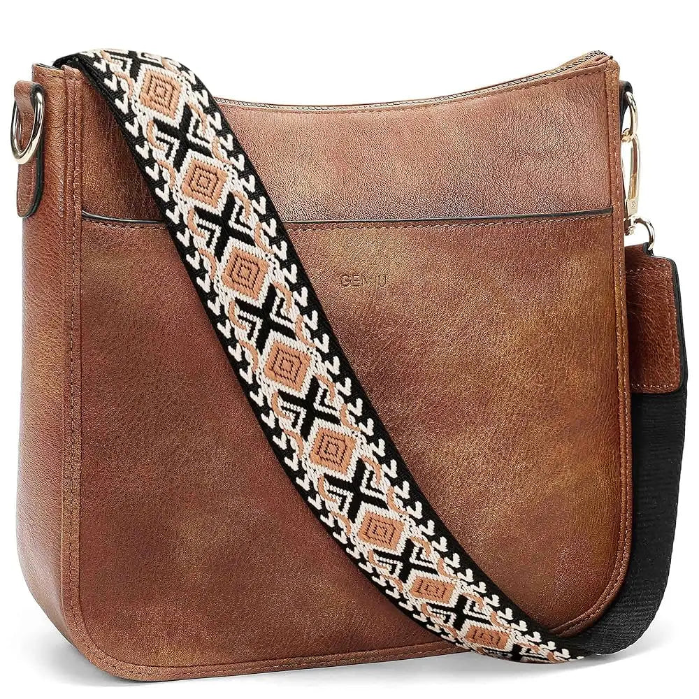 Hobo Crossbody Bag for Women, Vegan Leather Multipocket Shoulder Purse with 2 Adjustable Removable Straps
