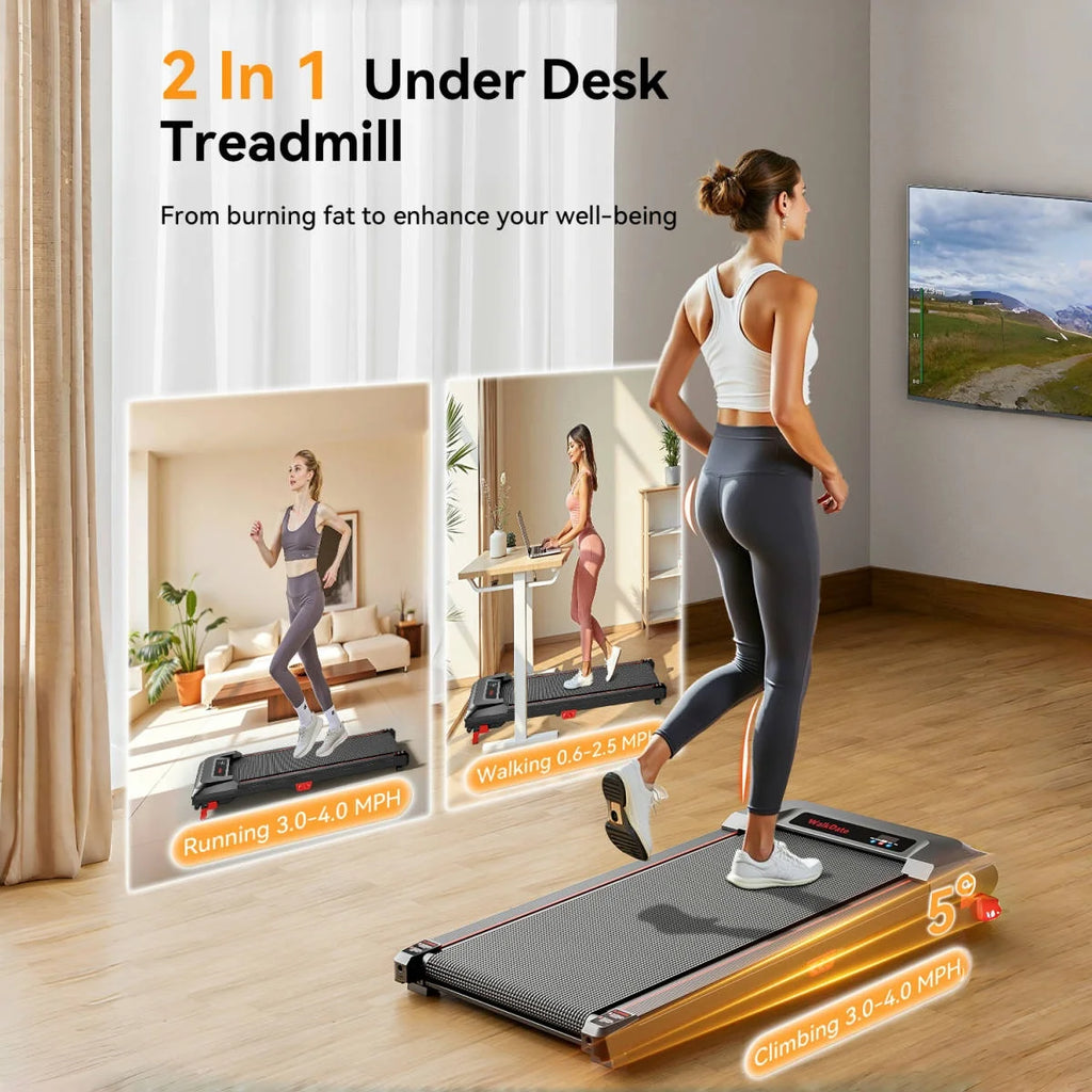 Bestgod Folding Electric Treadmill Walking Pad 8 km/h, 2.5HP, Wide Running Belt 40 cm, Remote Control and LCD Display - Reinforc