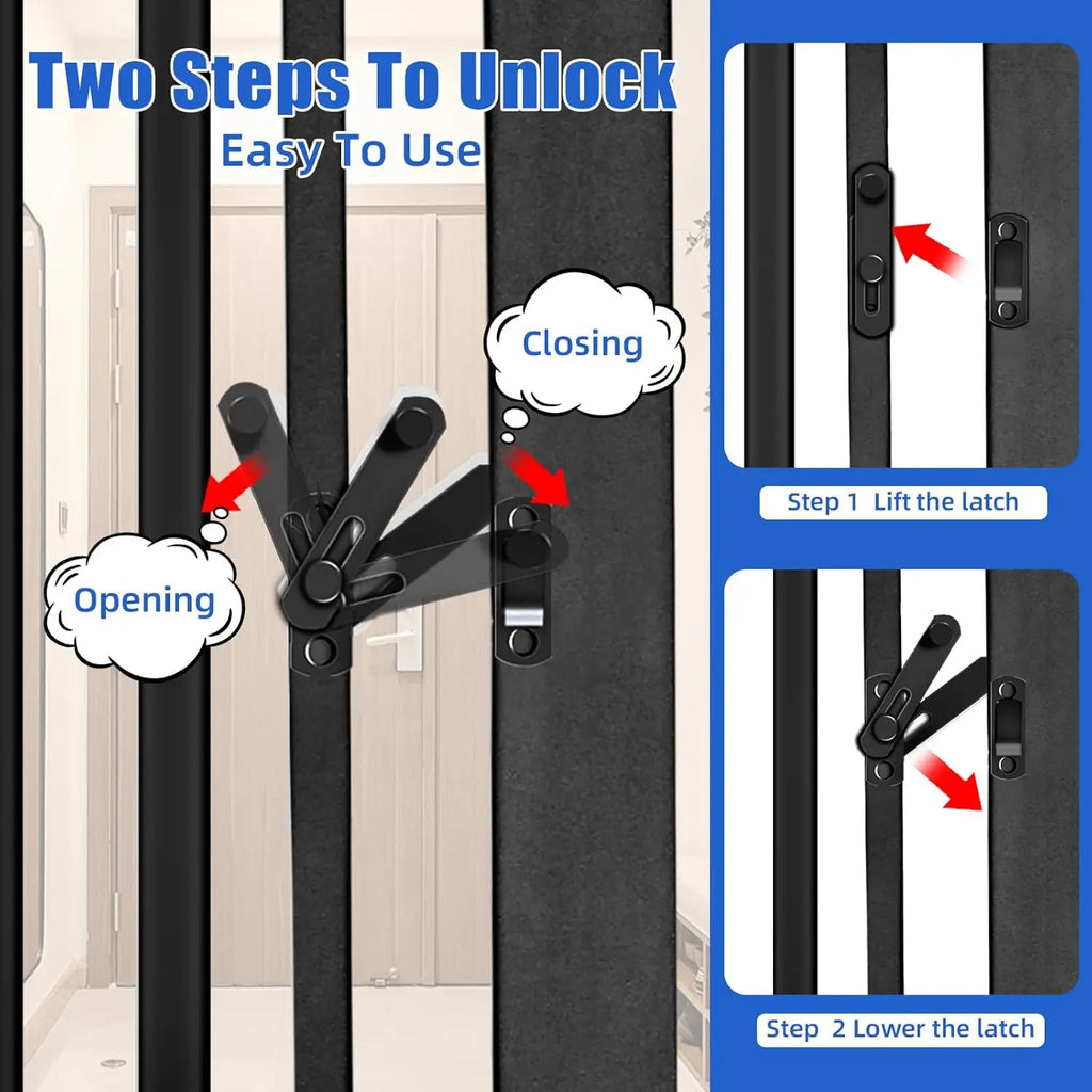 55" Adjustable Pet Gate for Cats and Dogs, Pressure Mounted Tall Gate for Doorways, Hallway, Stairs in Black