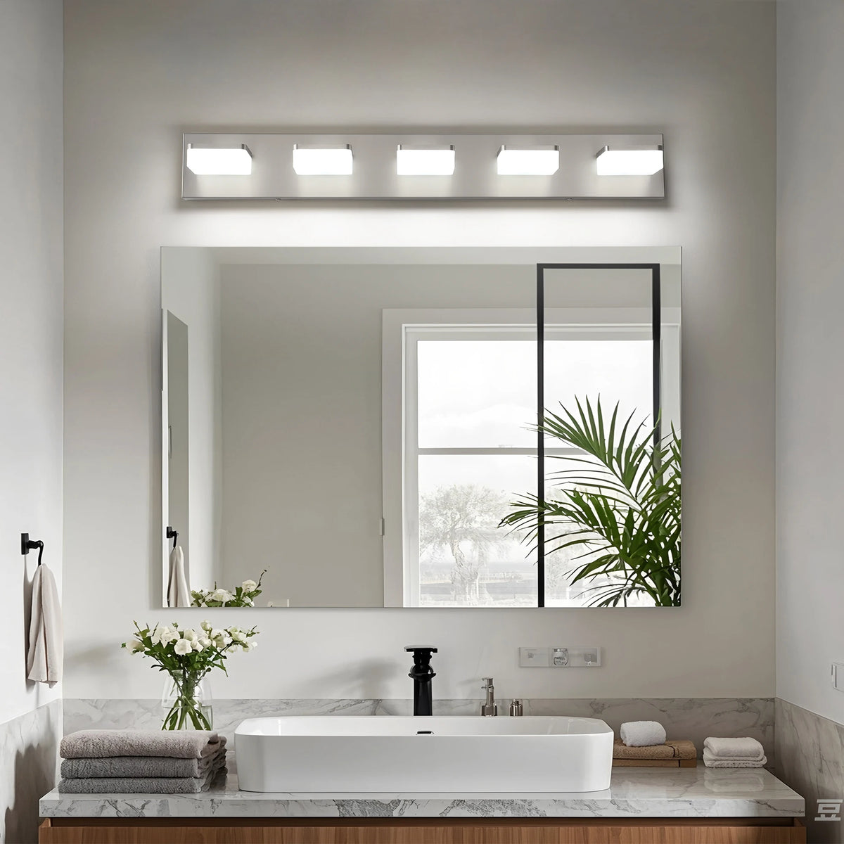 5 - Lamp Vanity Mirror Light For Bathroom, 5500K Acrylic Lampshade, Rust - Proof Frame, Energy - Saving LED Light