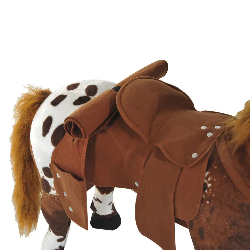 Qaba Sound Stuffed Horse Ride-On for Toddlers3-5: Neigh/Gallop, Padding, Soft Feel, Brown