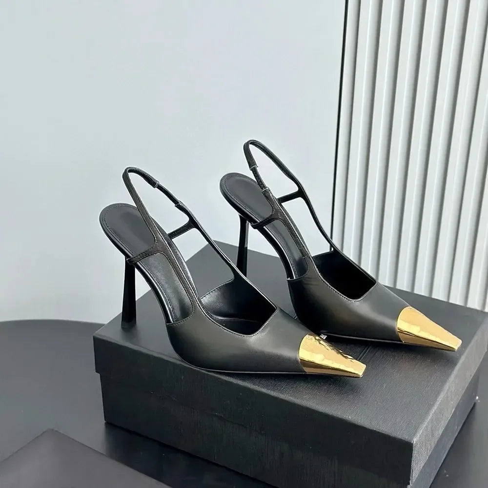 Designers' high heels, women's fishmouth, thin slippers, letters and empty high-heeled sandals, pointed shoes. size 35-41 000
