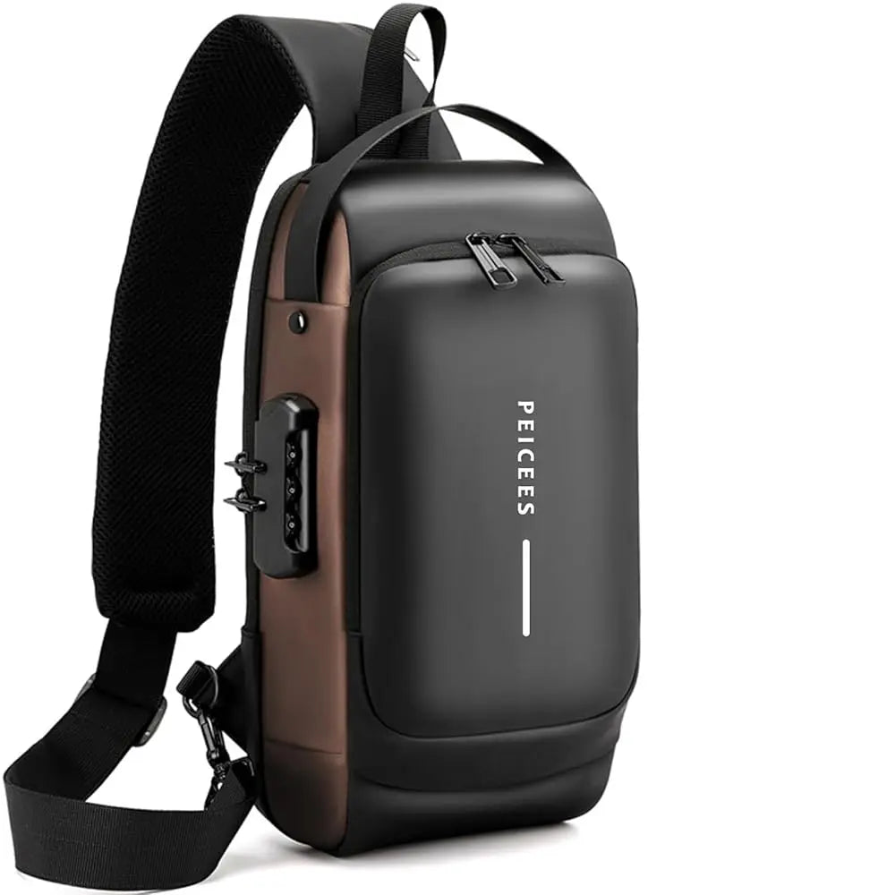 Mens Crossbody Bag Man Bags Mens Purse Anti-theft Leather Sling Bag Shoulder Bag Chest Bag for Daily Use, Black Black