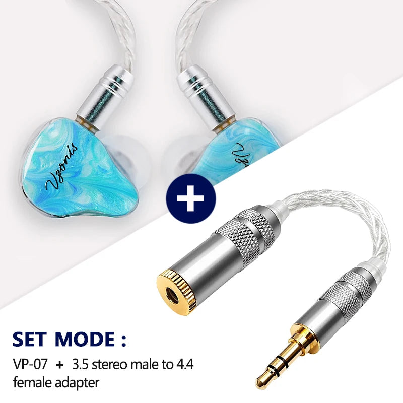 Vzonis VP07 Resin HiFi earphones in ear 7 Drivers unit IEM Earbuds high-resolution monitoring fever music Headset Fashion blue