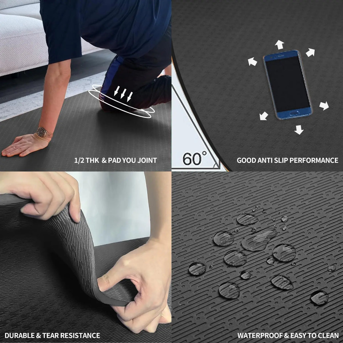 Extra Large Thick TPE Yoga Mat 6x4 Feet Non-Slip for Home Workouts Pilates