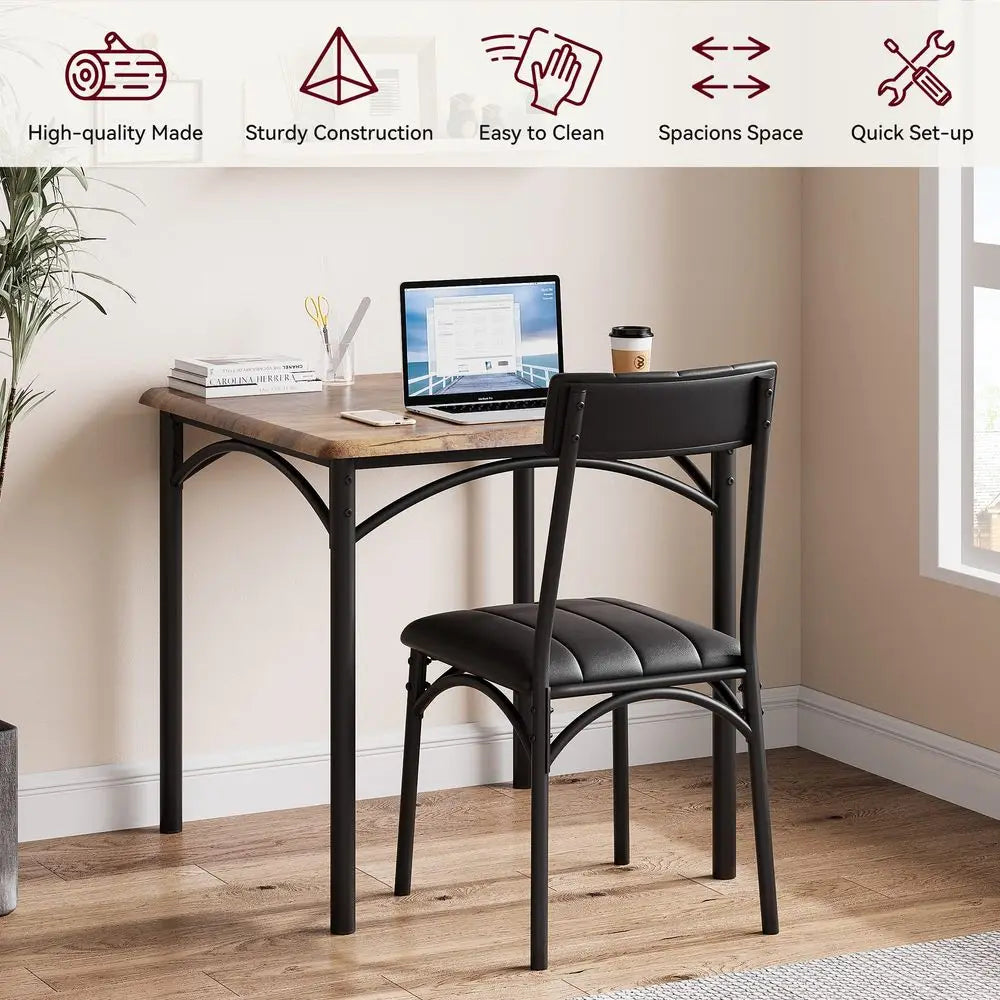 Dining Table Set for 2, Kitchen Table and Chairs for 2 with Upholstered Chairs, 3 Piece Dining Room Table Set, Square Kitchen Ta