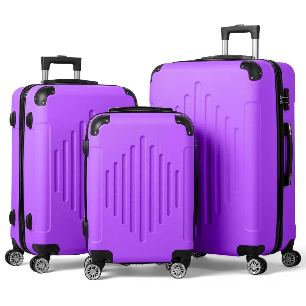 20" 24" 28" Suitcase PC ABS TSA Luggage 3 Piece Set Lock Spinner Carry on