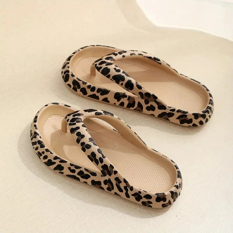 Women's Retro Leopard Print EVA Slides - Slip-On Open-Toe Beach Sandals with Soft Cushioned Sole, Quick-Dry Lightweight Design f