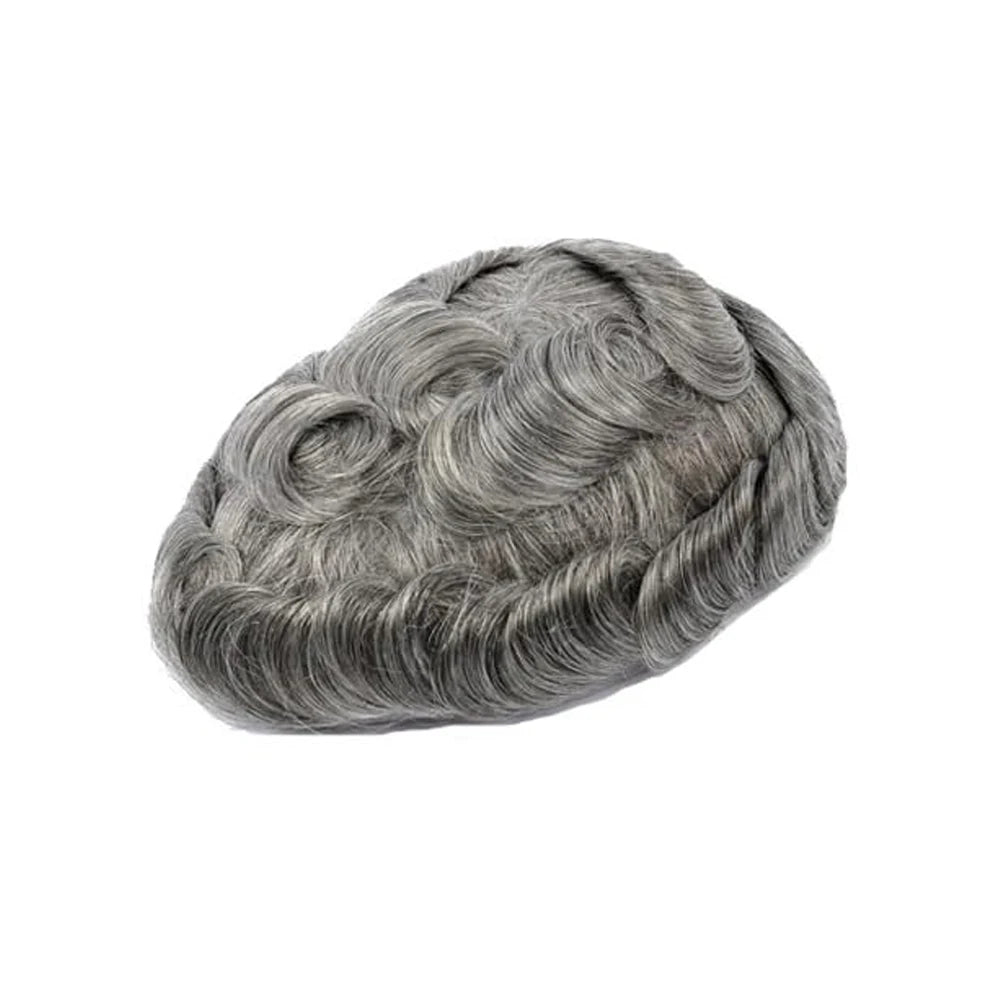 【TIMIA】Men's Wigs Human Hair PU Material Skin System #1B65 for Christmas and Halloween Natural Wave 130% 8''x10'' 0.1 Toupee