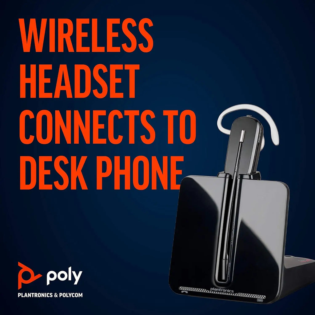 Wireless DECT Headset with Noise Canceling Microphone, Single Ear Convertible Design for Desk Phones, Up to 7 Hours Talk Time