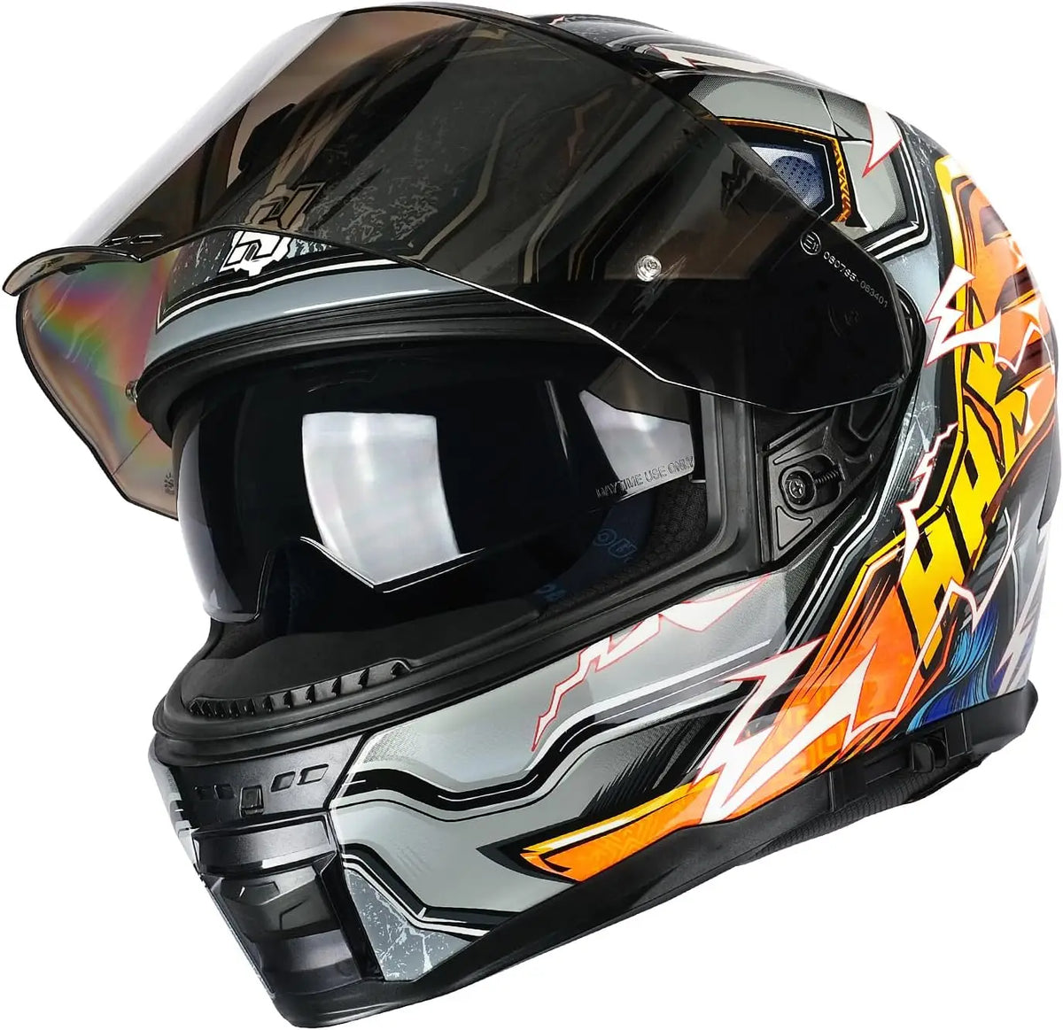 Force Glow-in-The-Dark Aerodynamic Full Face Helmet for Street E-Bikes DOT ECE Certified-Enhanced Dual Visor Adult Size Pinlock