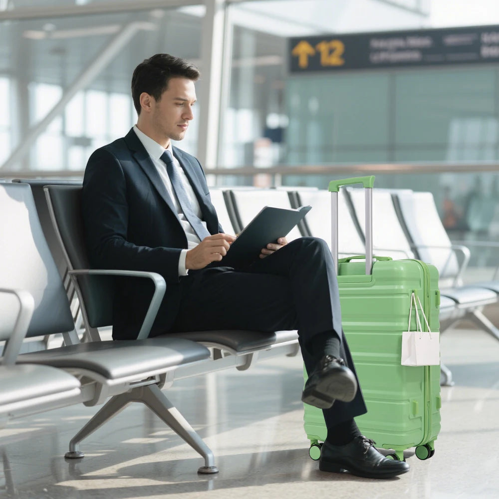20/24/28 Inch 3PCS ABS Luggage Set Spinner Wheels Carry-On Suitcase Matching Color Combination Lock Lightweight Travel Luggage