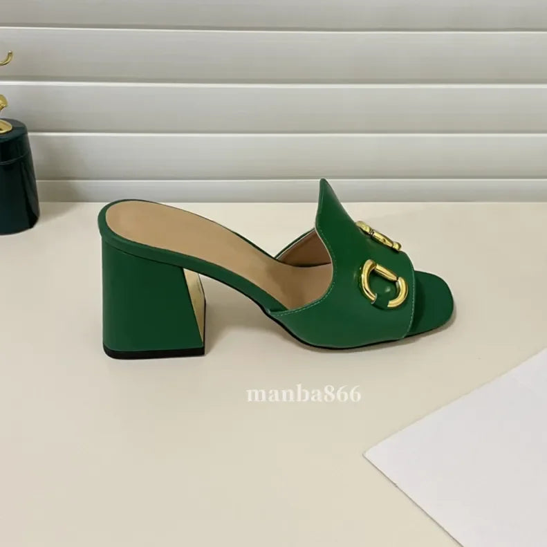 2025 Luxury Designer Sandals High Mid Low Heels Female Sandale Womens Fashion Luxe Leather Casual Summer Shoes Slides Slippers P