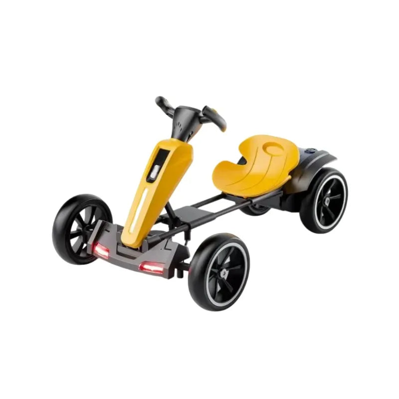 Yellow Kids Electric Ride On Car 4 Wheel Scooter Toy with LED Lights Children Outdoor Play Vehicle for Boys Girls Toddler Toys