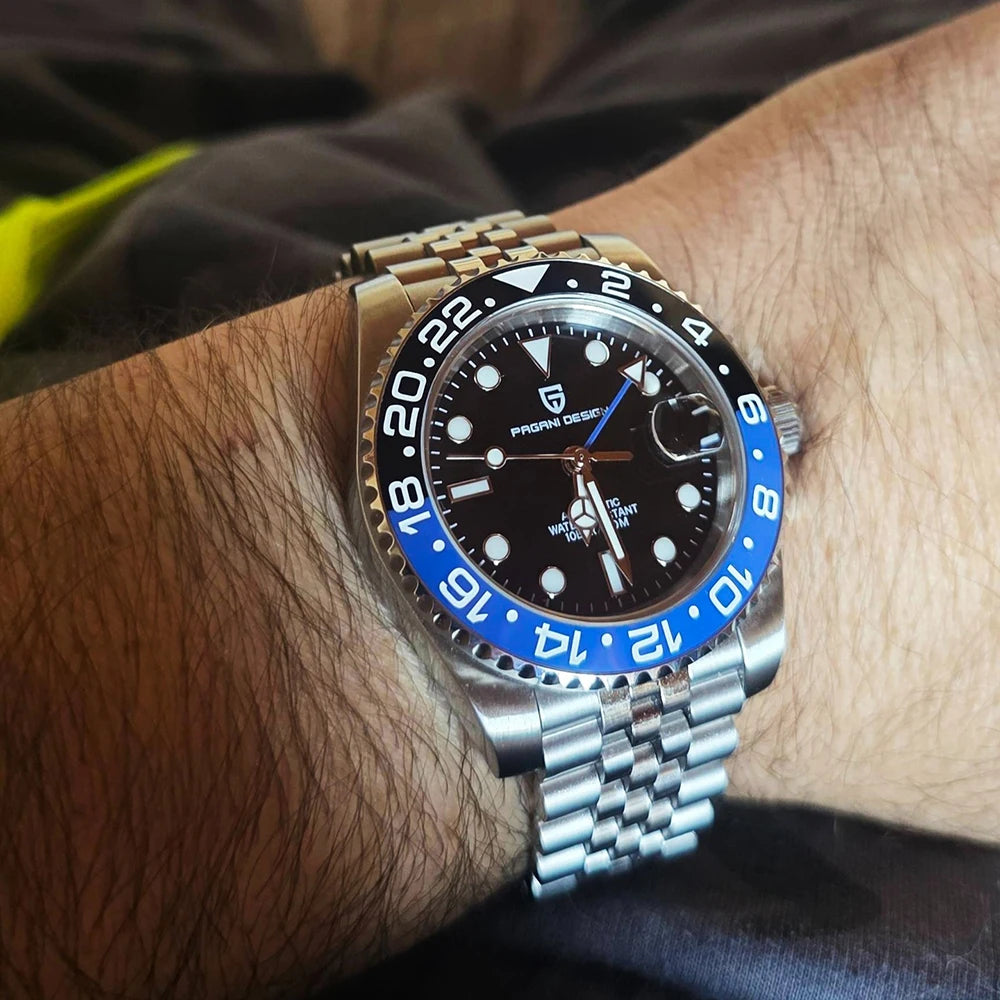 PAGANI DESIGN New Men's Watch GMT Mechanical Wristwatch 40mm Automatic Watch for Men Stainless Steel Waterproof Watches Men