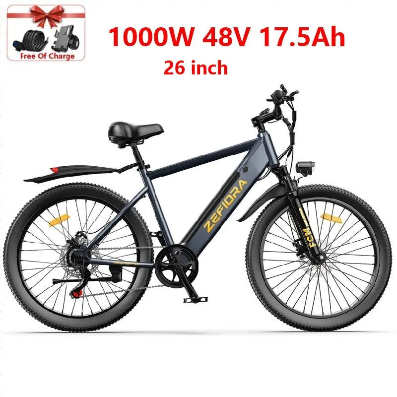 Electric Bike 14 26 Inch 1000w 48v 10ah 15ah 17.5ah Aluminum Alloy,adjustable Front Brake Seat Cheap Electric Bicycles For Adult