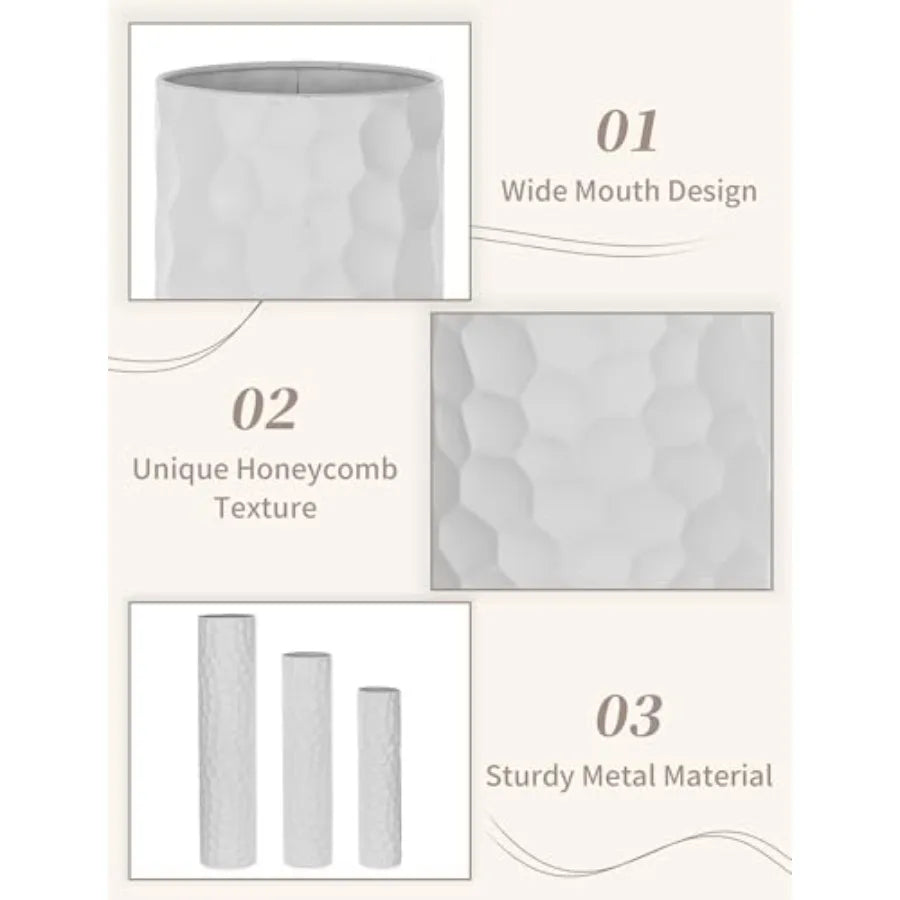 Tall Vases Floor Standing: Extra Large Floor Vase for Living Room 27.6/21.7in - Metal Tall Flower Vase for Pampas Grass - Moder