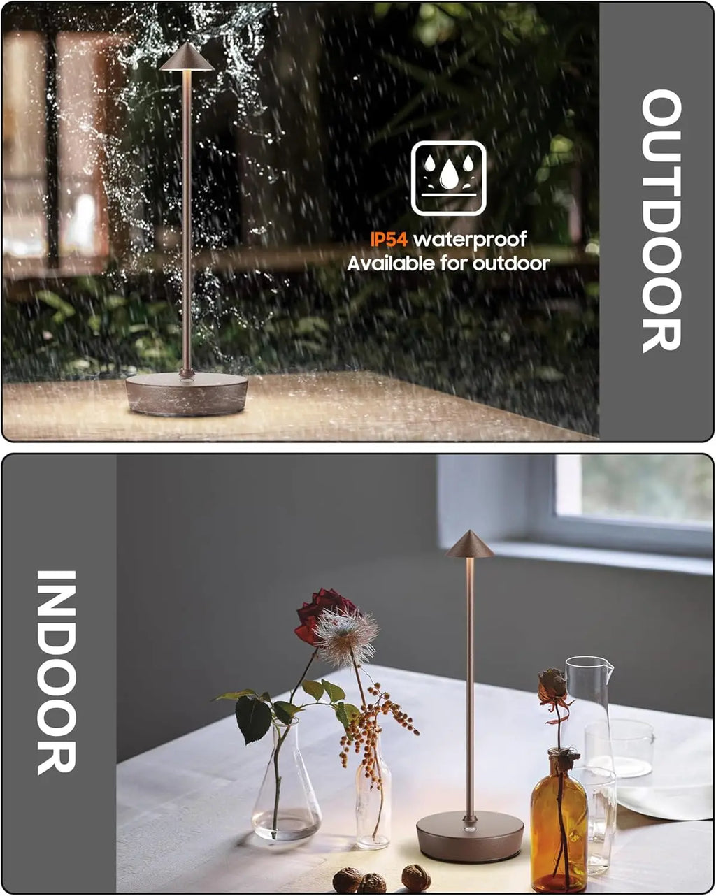 Rechargeable Cordless LED Table Lamp, Waterproof Touch Dimmable with 6000mAh Battery for Indoor Outdoor Use