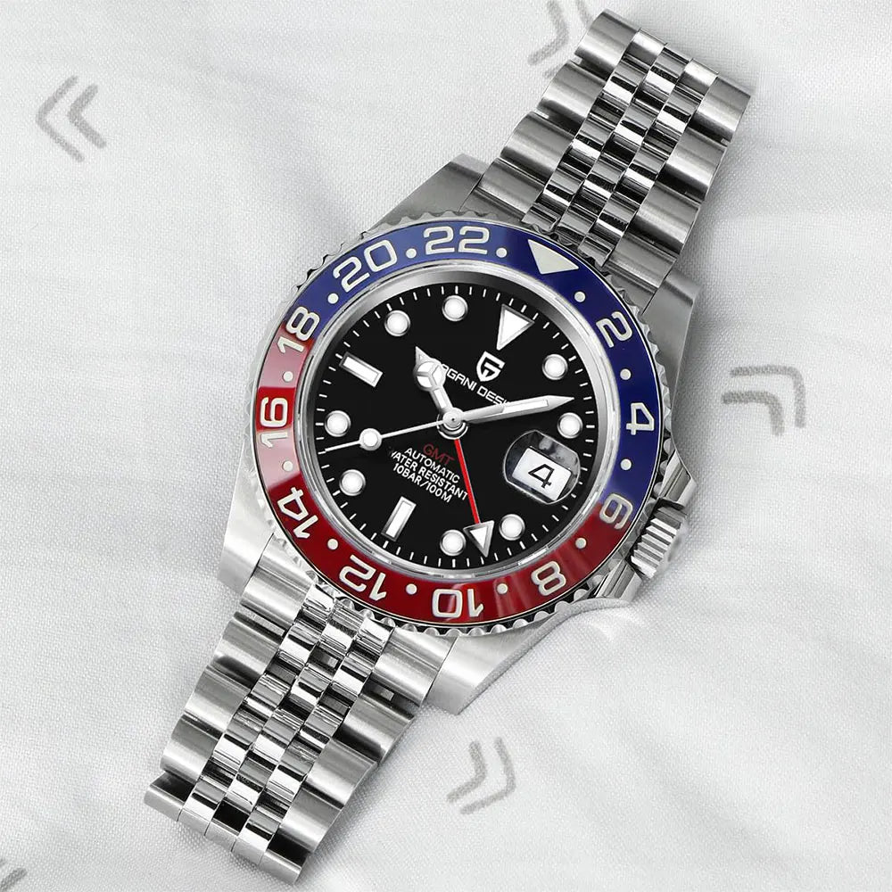 40mm GMT Men Watch PAGANI DESIGN Top Brand 1662 Mechanical Wristwatch Luxury Business 100M Waterproof Automatic Watches for Men