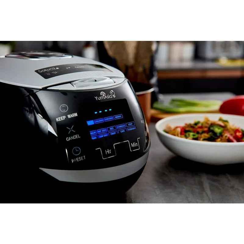 Yum Asia Sakura Rice Cooker with Ceramic Bowl and Advanced Fuzzy Logic (8 Cup, 1.5 Litre) 6 Rice Cook Functions, 120V Power