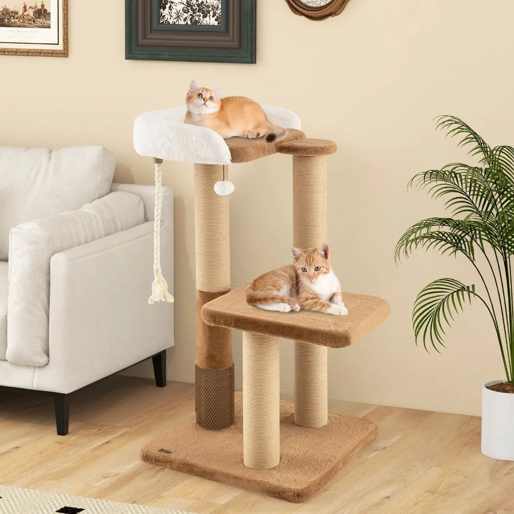 44" Cat Tree for Indoor w/Plush Padded Perch Scratching Posts Jumping Platform