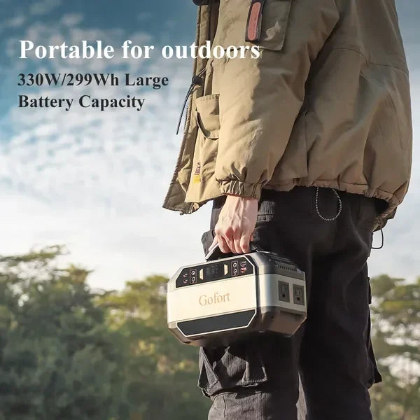 330W Portable Power Station, 299Wh Solar Generator Backup Power Supply with 2X 110V AC Outlets, 4X